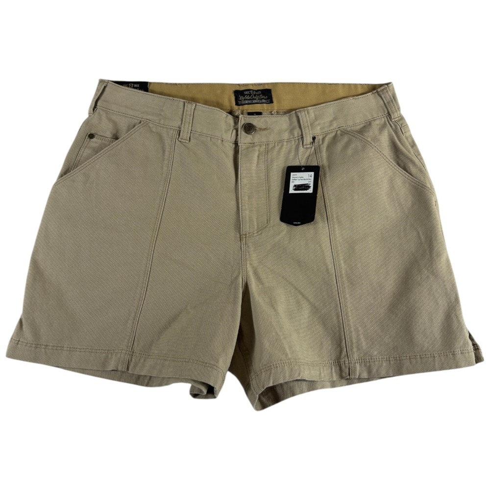Noble Outfitters Tug‎ Free Work Shorts Womens 14 Beige Stretch UPF 50+ Side Slit